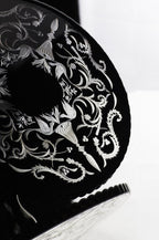 Casa Padrino Luxus Kuchenteller Schwarz / Silber Ø 32 x H. 12 cm - Handgefertigte und handgravierte Glas Kuchenplatte - Hotel & Restaurant Accessoires - Luxus Qualität