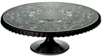Casa Padrino Luxus Kuchenteller Schwarz / Silber Ø 32 x H. 12 cm - Handgefertigte und handgravierte Glas Kuchenplatte - Hotel & Restaurant Accessoires - Luxus Qualität