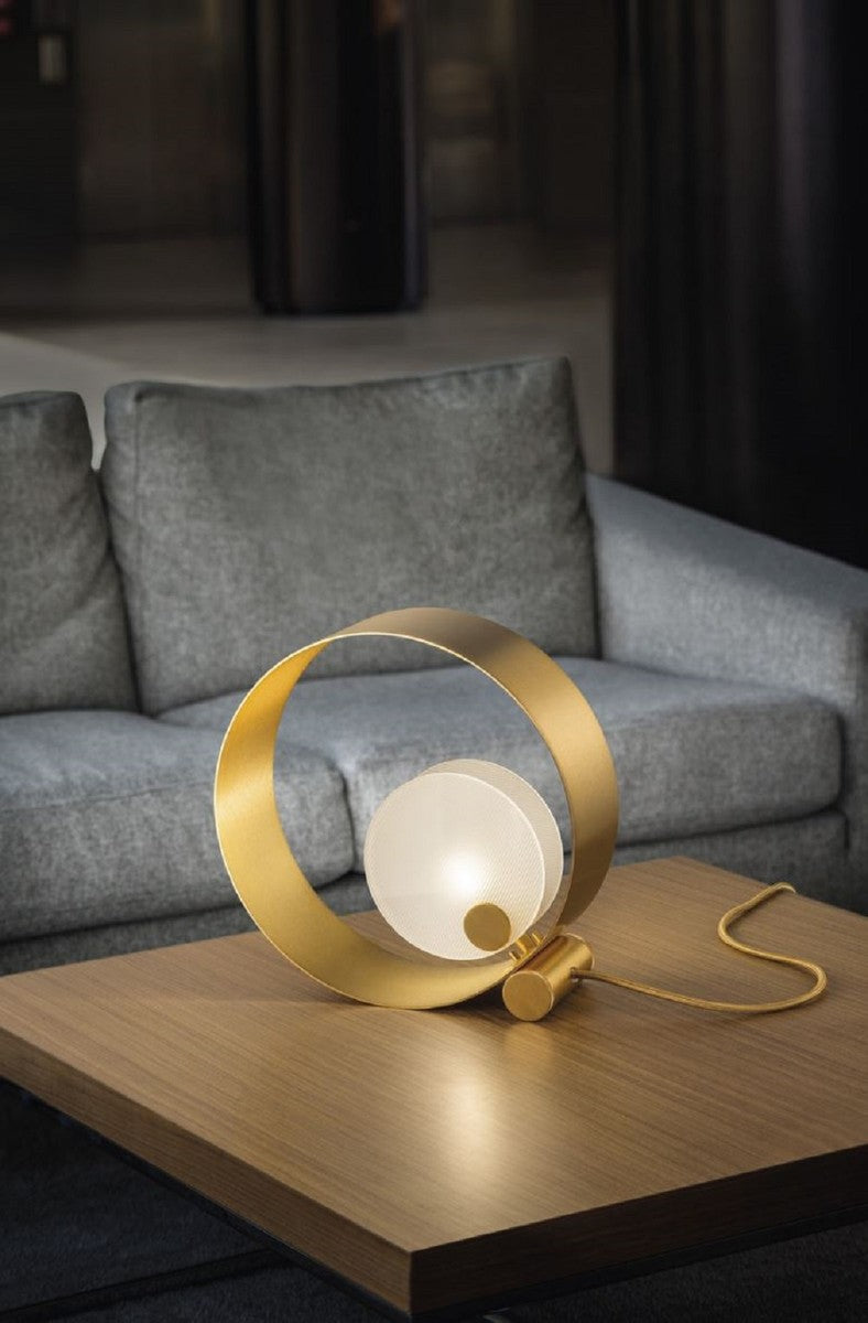 Casa Padrino Luxus Tischleuchte Gold / Weiß 30 x 11 x H. 30 cm - Metall Schreibtischleuchte mit Glas Lampenschirm - Luxus Tischleuchten - Luxus Qualität - Made in Italy