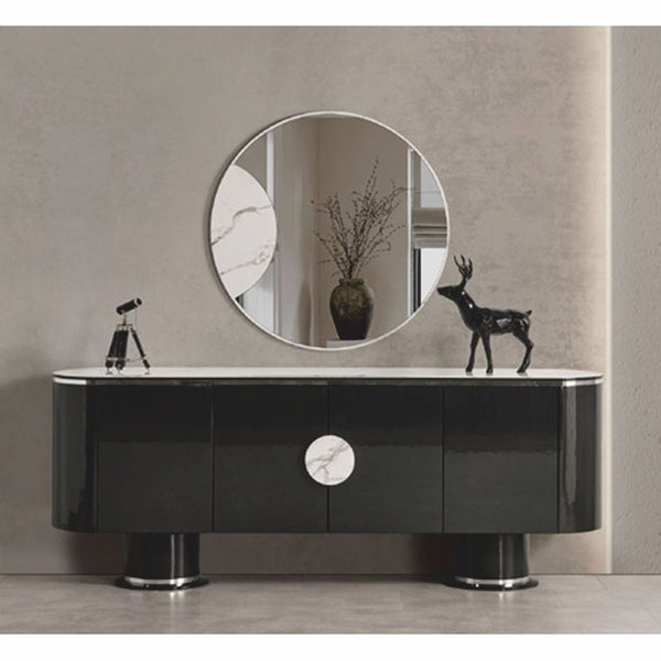 Casa Padrino credenza di lusso nero / bianco / argento 221 cm - Mobili per hotel e sale da pranzo