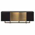 Casa Padrino Luxus Sideboard mit 4 Türen Schwarz / Messing 220 cm - Luxus Möbel - Luxus Interior