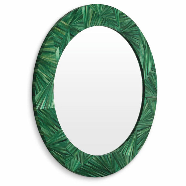 Casa Padrino Espejo de Lujo Verde Ø 120 cm - Espejo de Pared Redondo - Calidad de Lujo