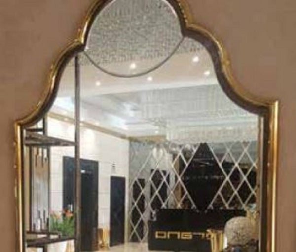 Casa Padrino miroir mural Art Déco de luxe or 53 x 3 x H. 98 cm - Miroir de salon élégant avec cadre en métal - Miroir de Chambre - Miroir d'Armoire - Mobilier Art Déco de Luxe