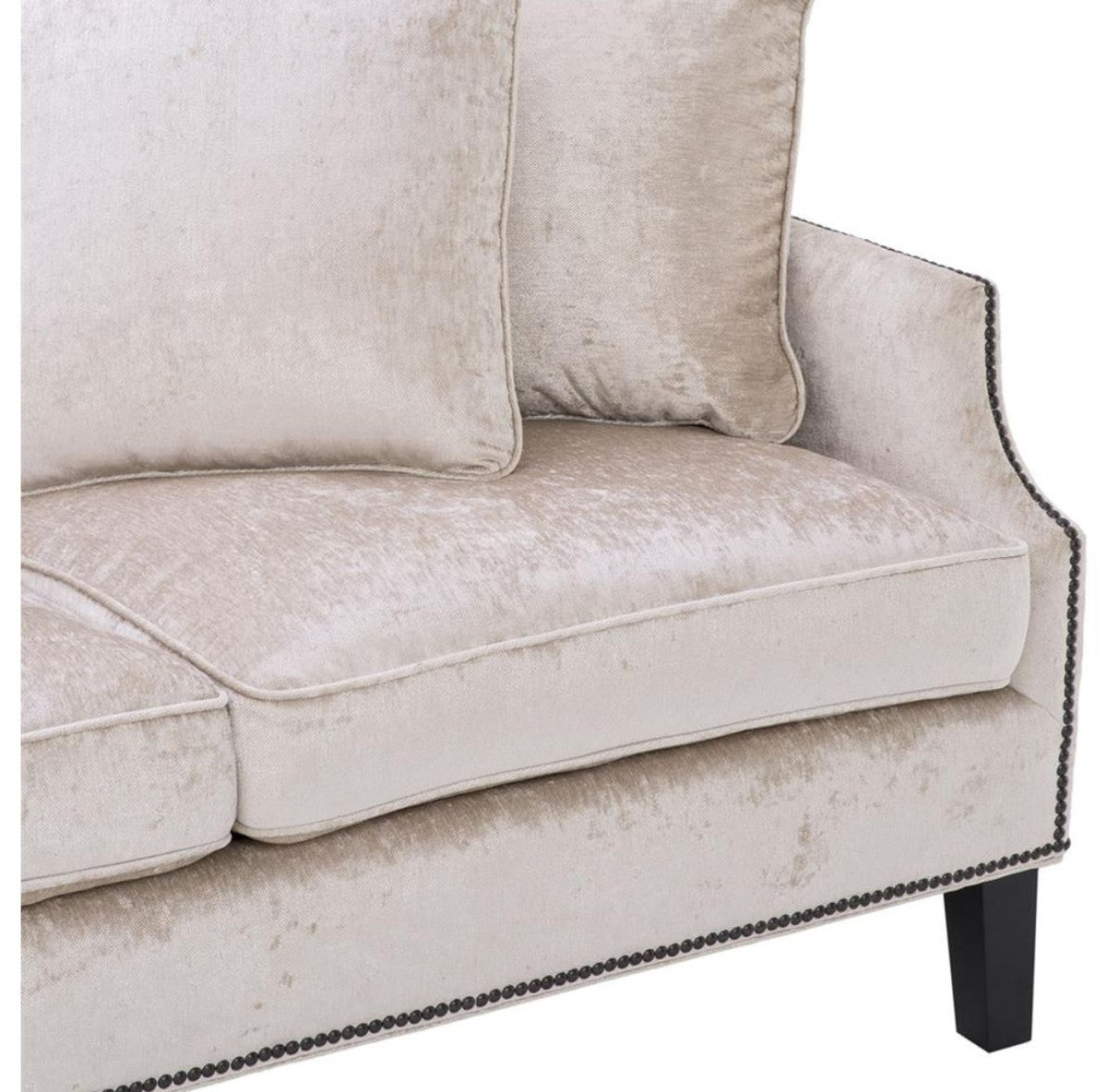 Casa Padrino Luxus Wohnzimmer Sofa Creme / Schwarz 220 x 98 x H. 90 cm - Limited Edition