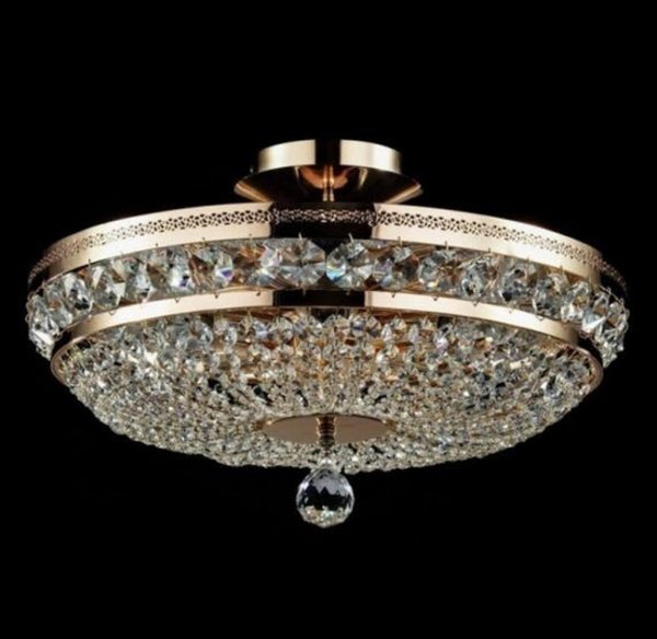 Casa Padrino Lustre de Plafond Baroque en Cristal Or 43,5 x H 26 cm - Style Antique Luminaire