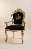 Pompöös by Casa Padrino Luxus Barock Esszimmer Stuhl mit Armlehnen Schwarz / Gold - Pompööser Barock Stuhl designed by Harald Glööckler - Pompööse Barock Esszimmer Möbel