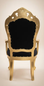 Pompöös by Casa Padrino Luxus Barock Esszimmer Stuhl mit Armlehnen Schwarz / Gold - Pompööser Barock Stuhl designed by Harald Glööckler - Pompööse Barock Esszimmer Möbel
