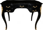 Casa Padrino Luxus Barock Schreibtisch in Schwarz Hochglanz und Gold, 100 x 58 x 80 cm, handgefertigter Sekretär