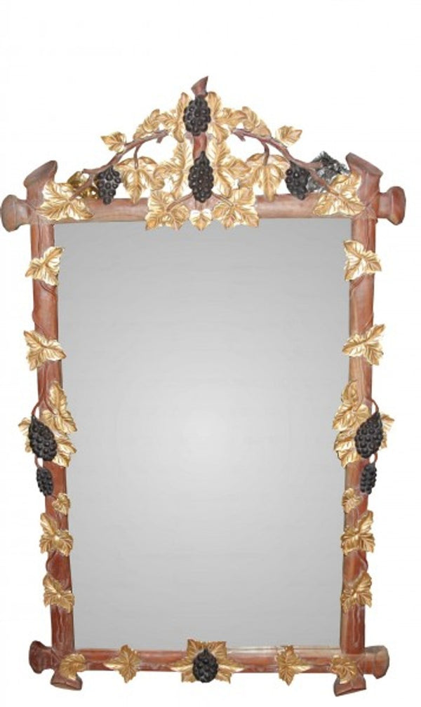 Casa Padrino Espejo de Pared Barroco con Ornamentos de Uvas en Marrón/Oro/Negro Look Antiguo, 141 x 85 cm