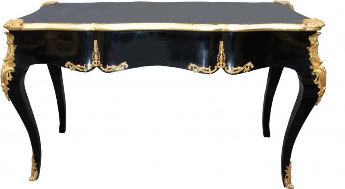 Casa Padrino Luxus Barock Schreibtisch Sekretär in Schwarz und Gold, 141 x 65 x 80 cm