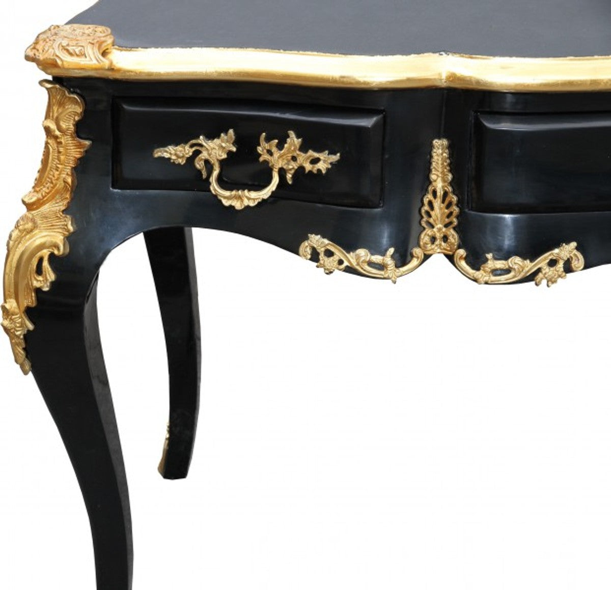 Casa Padrino Luxus Barock Schreibtisch Sekretär in Schwarz und Gold, 141 x 65 x 80 cm