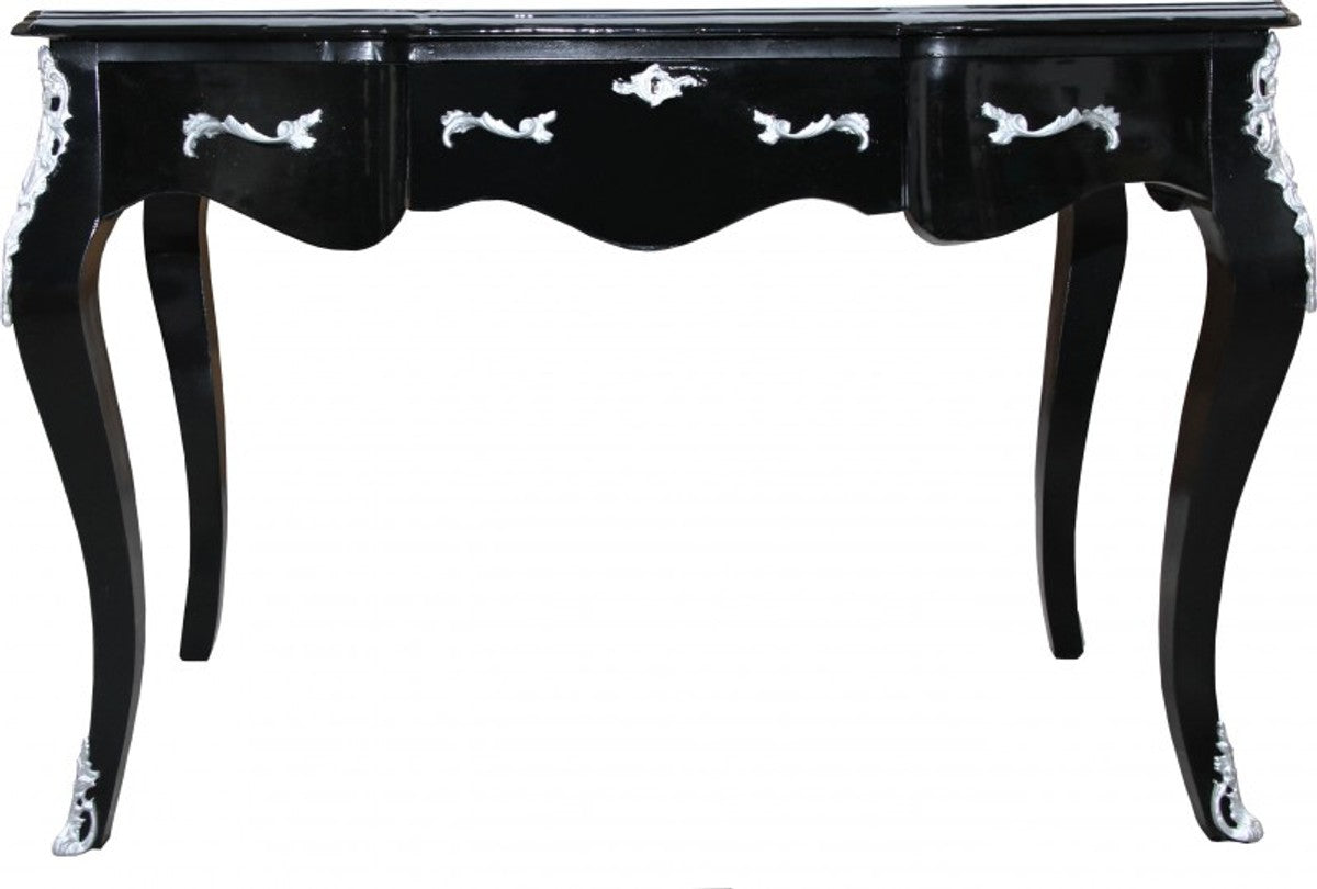 Casa Padrino Luxus Barock Sekretär Schreibtisch Schwarz/Silber 120 x 58 x 80 cm