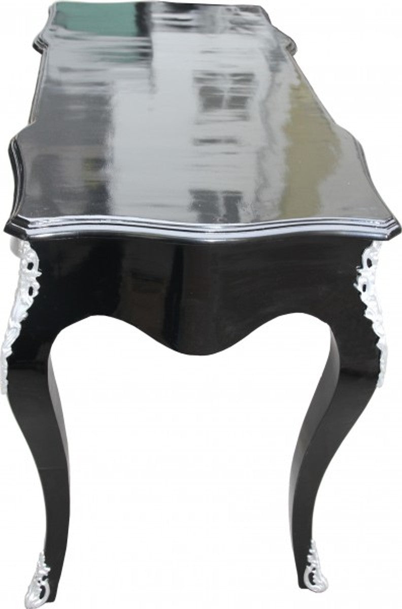 Casa Padrino Luxus Barock Sekretär Schreibtisch Schwarz/Silber 120 x 58 x 80 cm