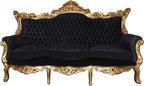 Casa Padrino Barock Wohnzimmer Set Master im Antik Stil, Schwarz und Gold, 3-er Sofa und 2 Sessel
