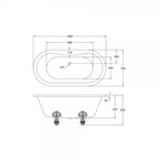 Casa Padrino Jugendstil Badewanne freistehend 1500mm BWin Weiß - Freistehende Retro Antik Badewanne